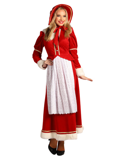 Tradiční dámský kostým paní Clausové se zástěrou