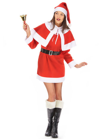 Déguisement de mère Noël pour femme rouge et blanc avec cape et bonnet