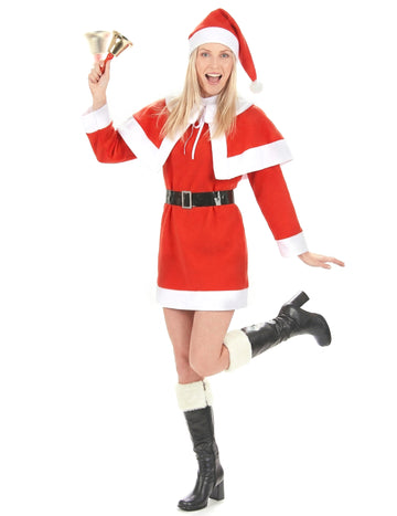 Damenkostüm Santa Weihnachtsfrau mit Umhang und Hut