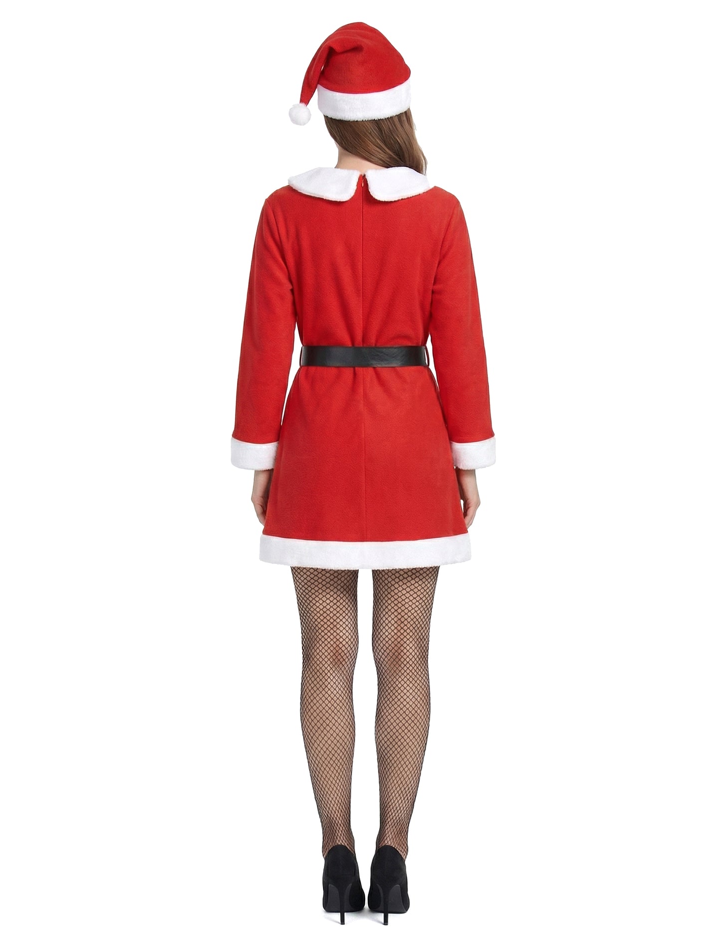 Pohled zezadu na dětský kostým Mikuláše s bambulkami