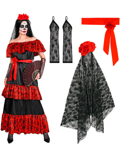 Dámský kostým ke Dni mrtvých v Mexiku
