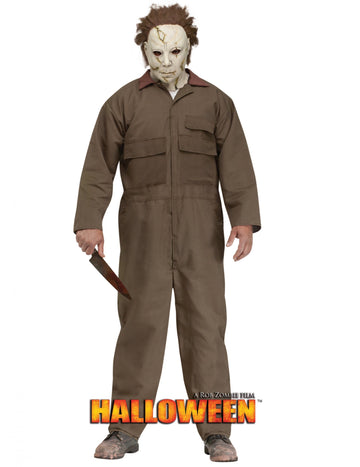 Michael Myers Halloween Rob Zombie Kostüm für Herren, braun mit Maske