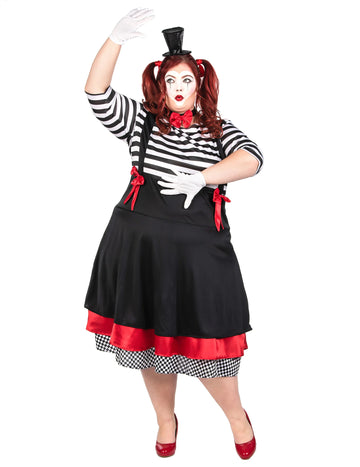 Pantomime Kostüm Plus Size schwarz-rot Damen