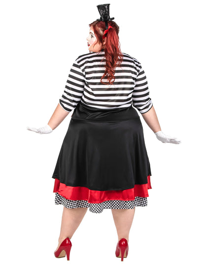 Dámský kostým mima, černočervené šaty, plus size