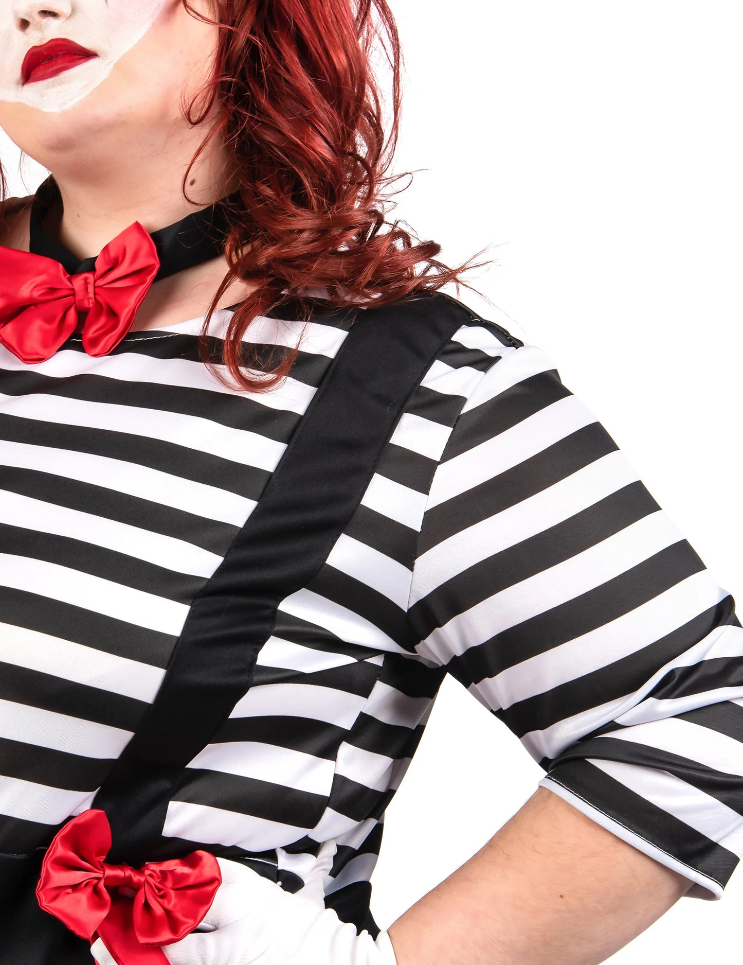 Dámský kostým mima, černočervené šaty, plus size