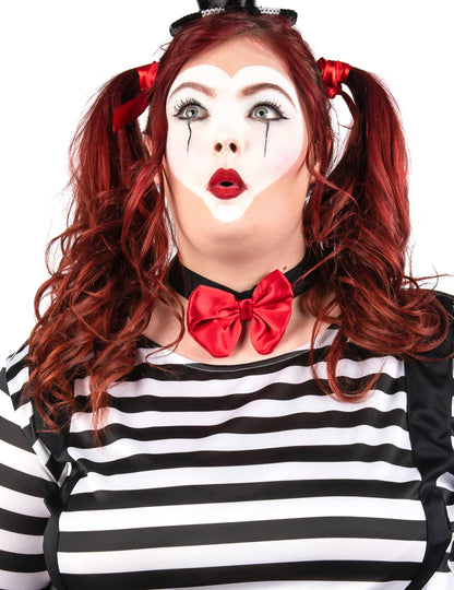 Dámský kostým mima, černočervené šaty, plus size