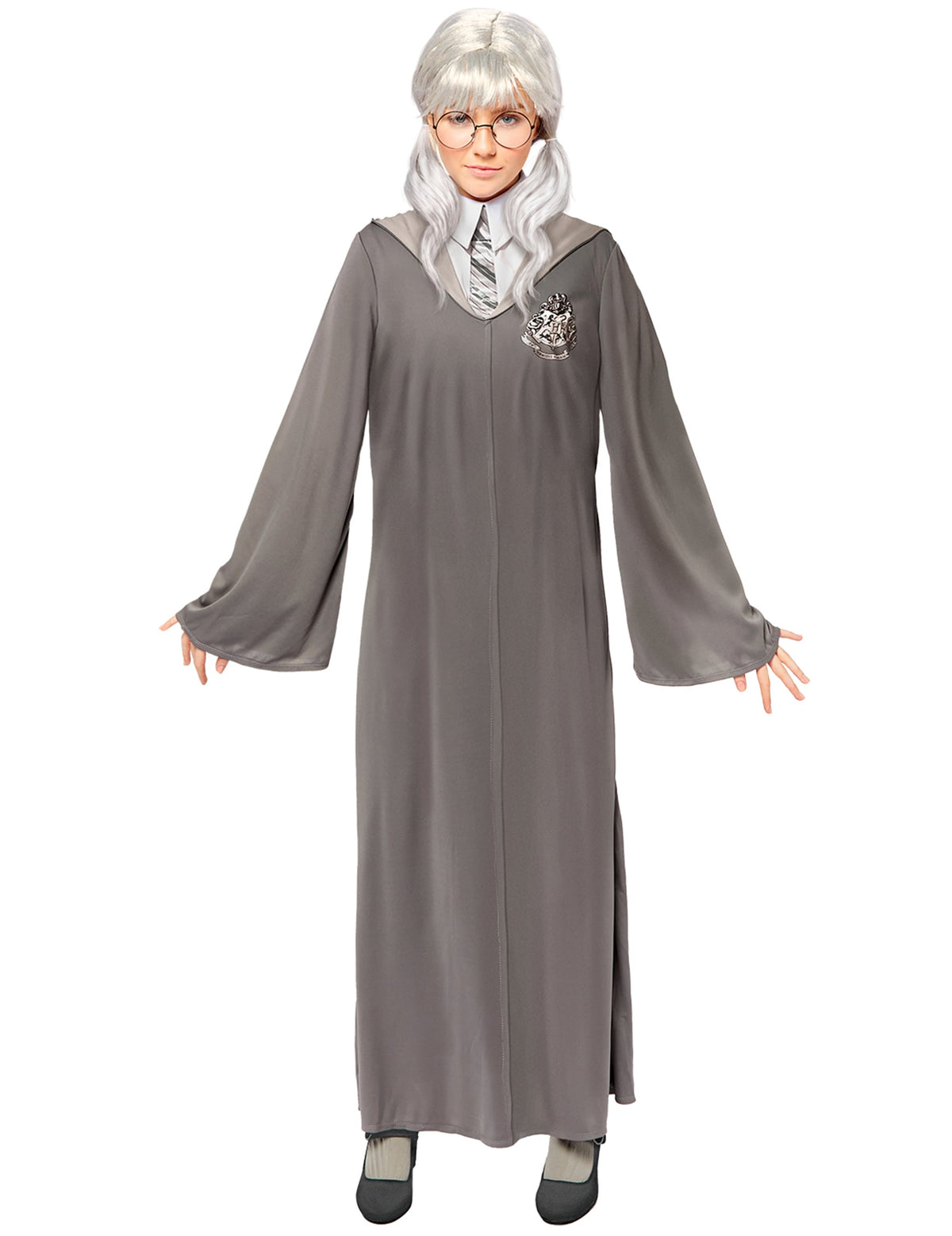 Déguisement Mimi geignarde Harry potter pour femme gris avec lunettes et perruque