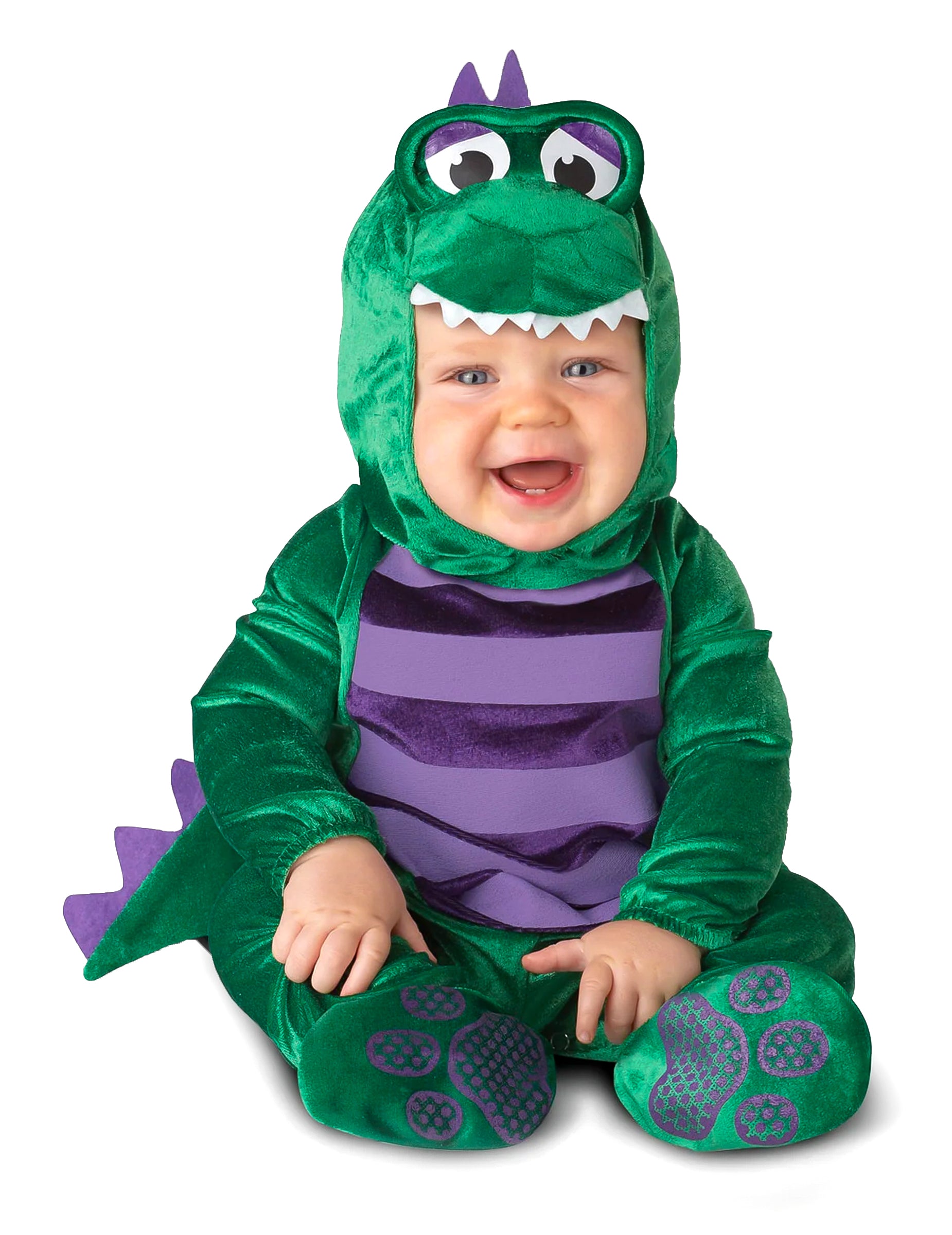 Déguisement mini dinosaure pour bébé vert et violet