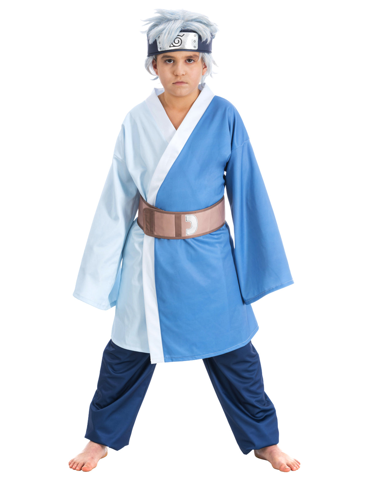 Déguisement Mitsuki Boruto™ pour enfant bleu bicolore avec ceinture et bandeau