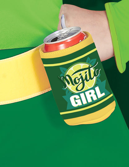 Gros plan sur le porte-cannette du déguisement Mojito Girl