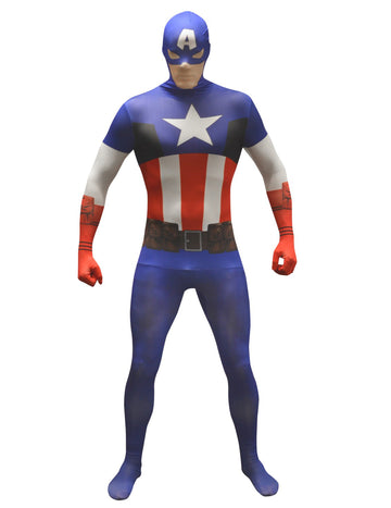 Klasický kostým pro dospělé Kapitána Ameriky v morphsuitu