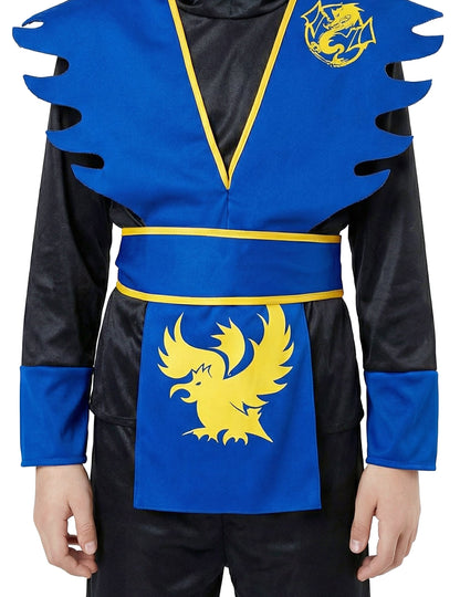 Ninjakostüm für Kinder schwarz-blau-gelb