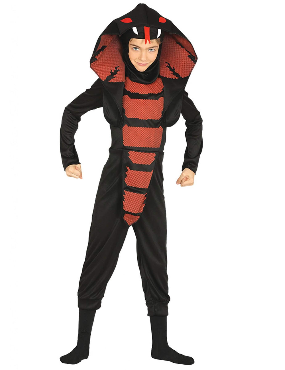 Kostým nindžové cobra pro chlapec černá a červená s kapucí had