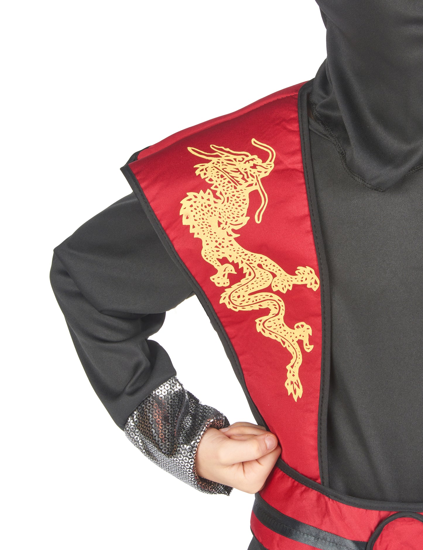 Ninjakostüm für Jungen schwarz-rot-gelb