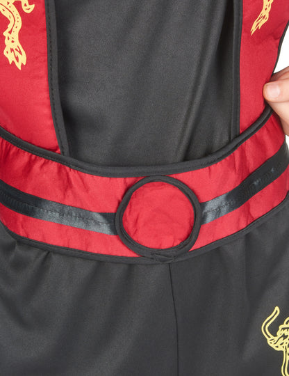 Ninjakostüm für Jungen schwarz-rot-gelb