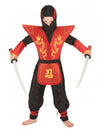 Déguisement ninja motifs dragons pour garçon rouge et noir avec cagoule