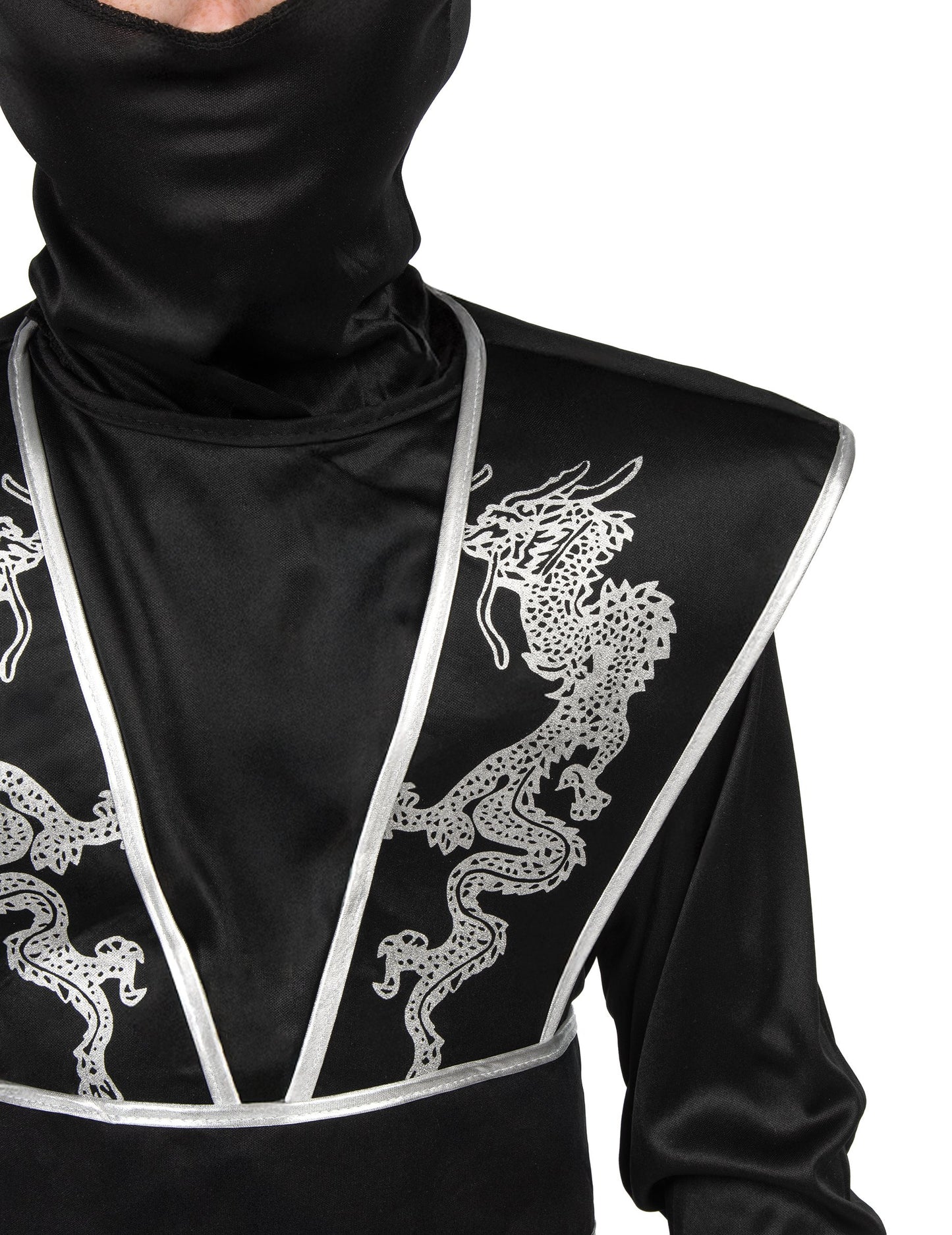 Kostým černého a stříbrného chlapce ninja