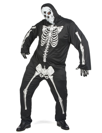Pánský kostým černé kostry pro plnoštíhlé Halloween