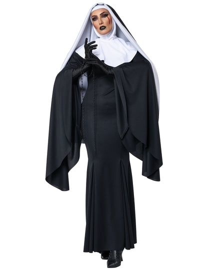 Luxusní dlouhý kostým jeptišky pro ženy 