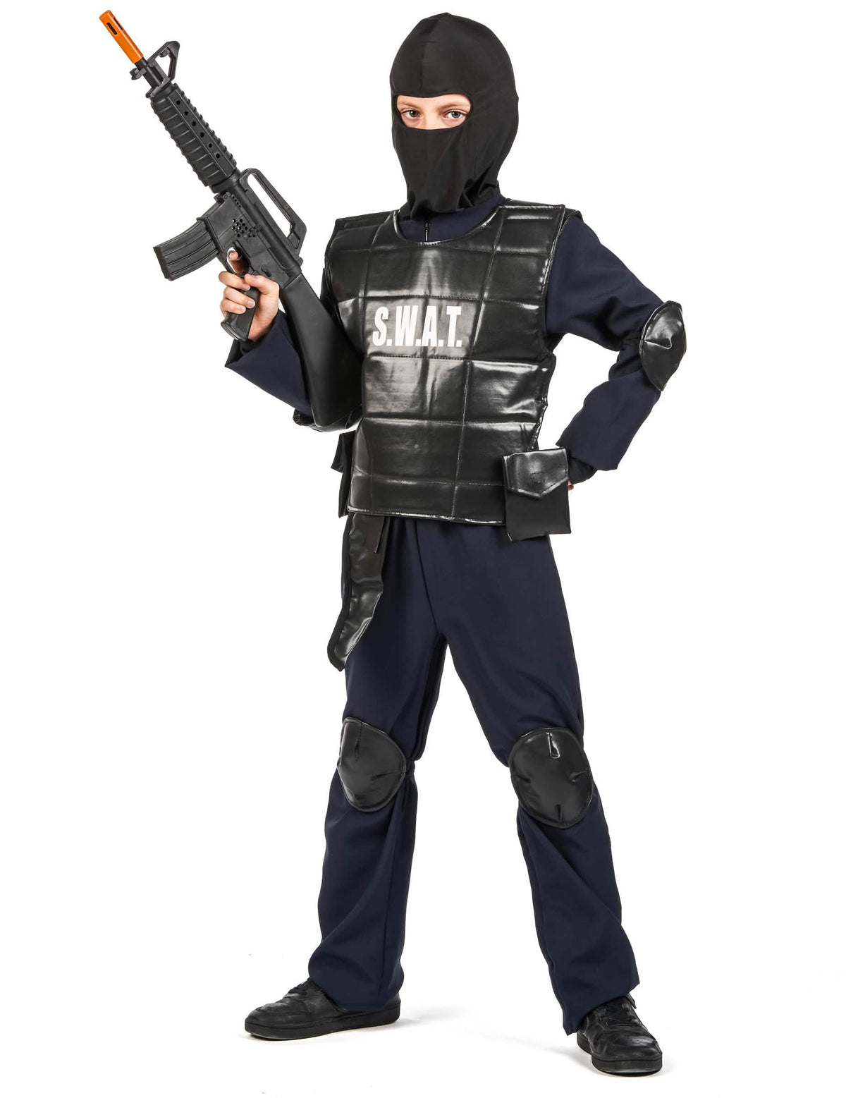 Kostým důstojníka SWAT pro dítě černá s vestou a kuklou