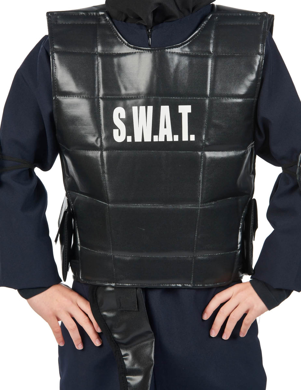 Detail na náprsníku s nápisem kostýmu důstojníka SWAT
