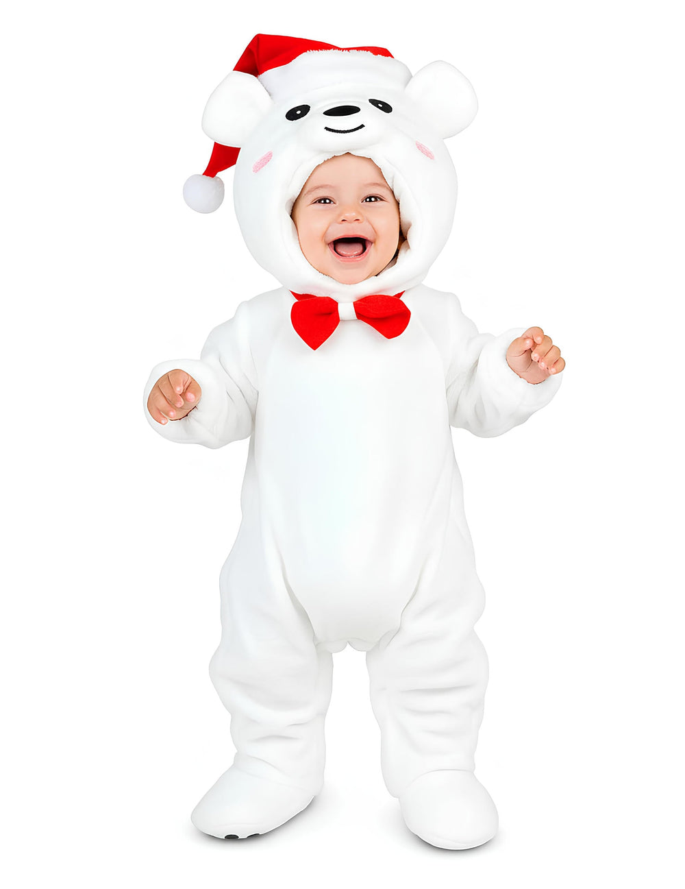Vue debout du déguisement ours blanc pour bébé