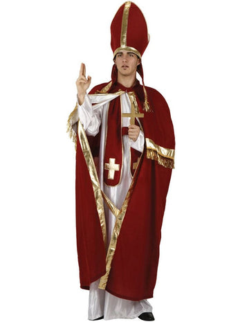 Pánský kostým papeže v červené a bílé barvě