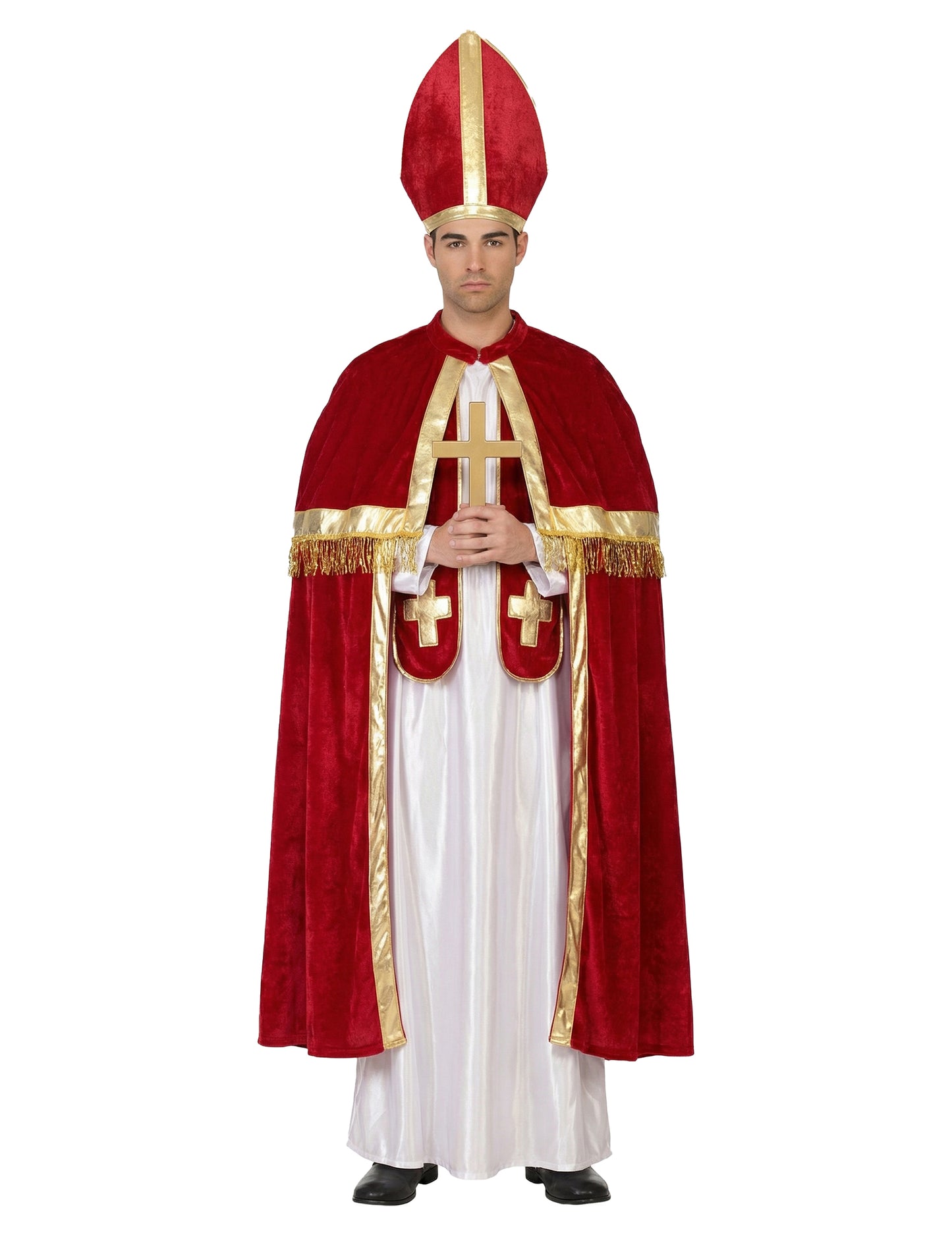 Pánský kostým papeže v červené a bílé barvě