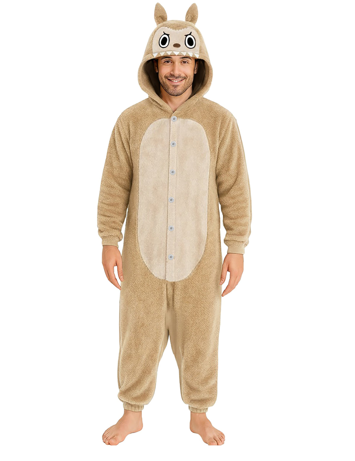 Déguisement peluche monstre pour homme beige