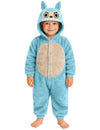 Déguisement peluche monstre pour enfant bleu avec capuche à oreilles