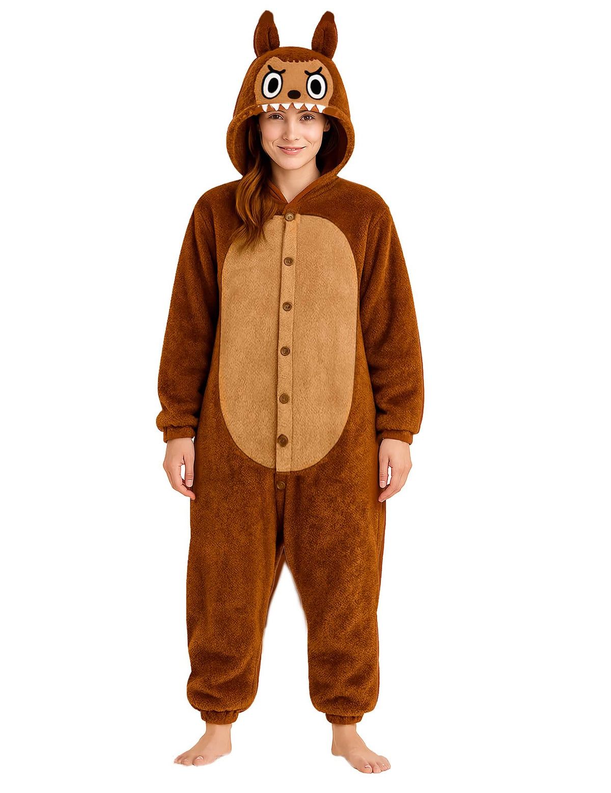 Déguisement peluche monstre pour femme marron