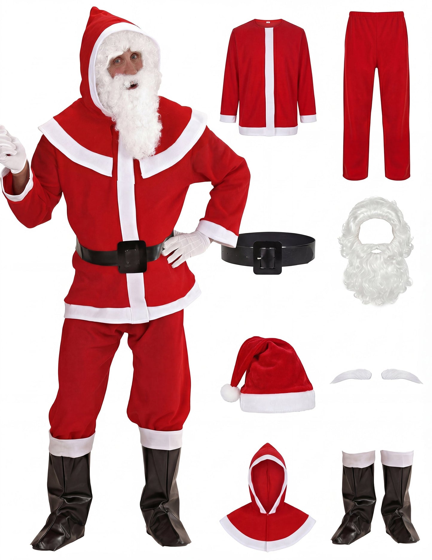Kompletní pánský kostým Santa Clause s obočím a vousy