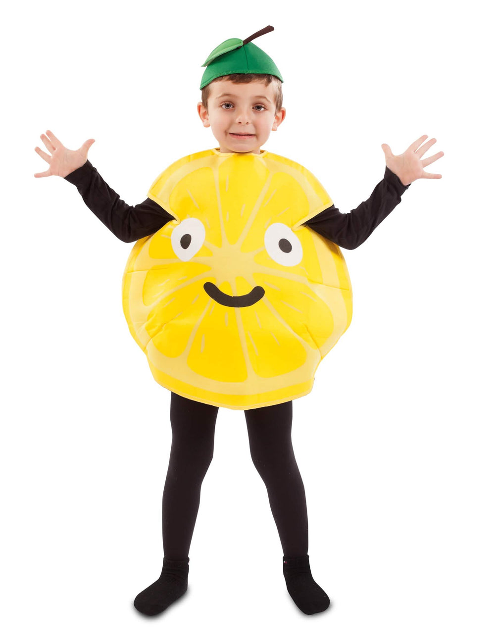 Kostým malý citron pro dítě žlutá s kloboukem zeleným listem