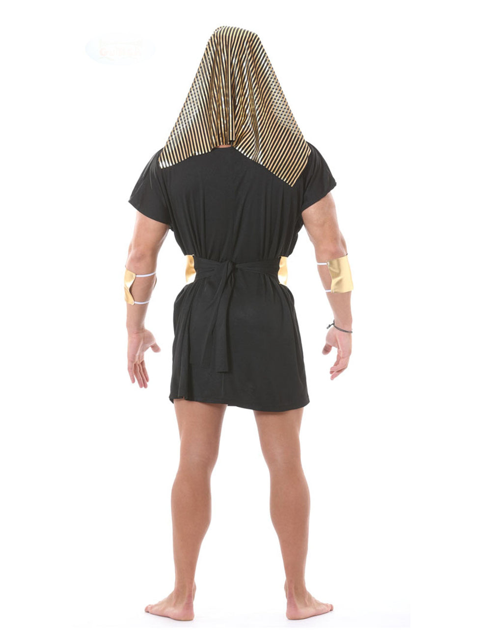 Vue de dos du déguisement de pharaon pour homme noir et doré