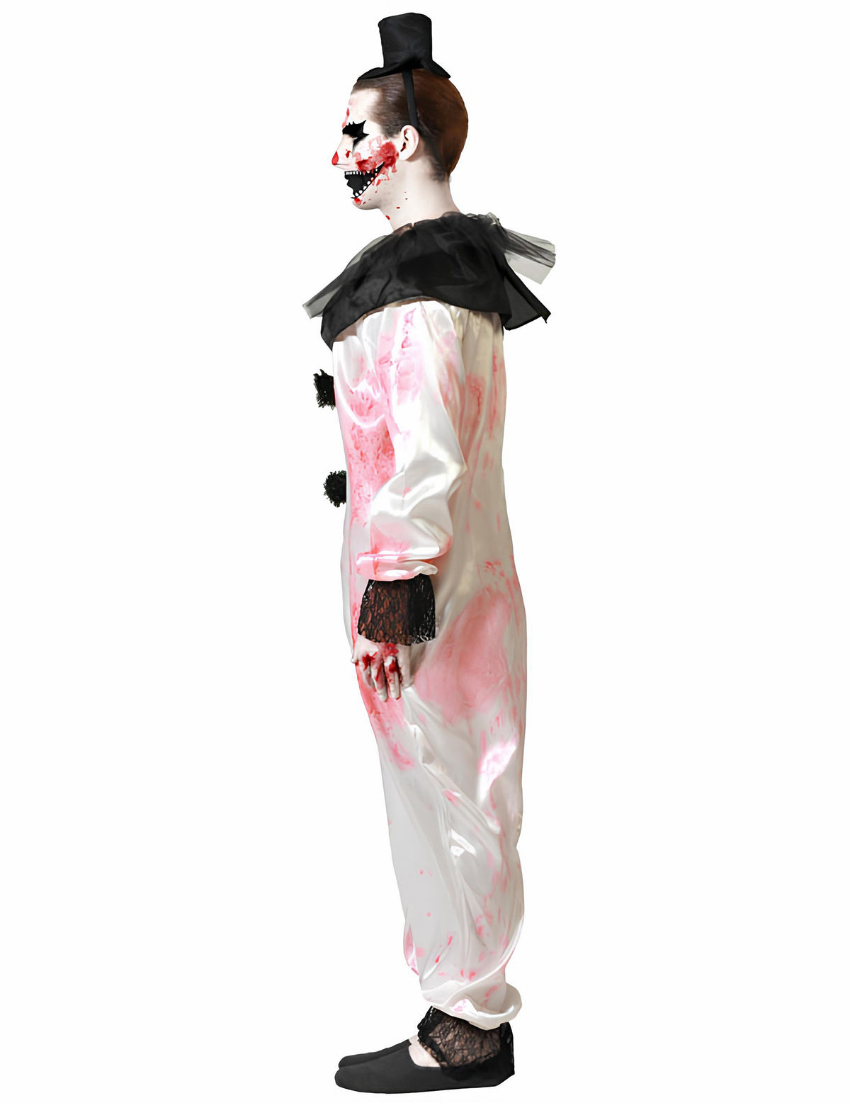 Vue de profil du déguisement de Pierrot assassin pour homme