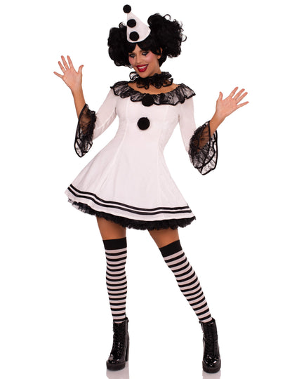 Vue d'ensemble du déguisement pierrot blanc sexy