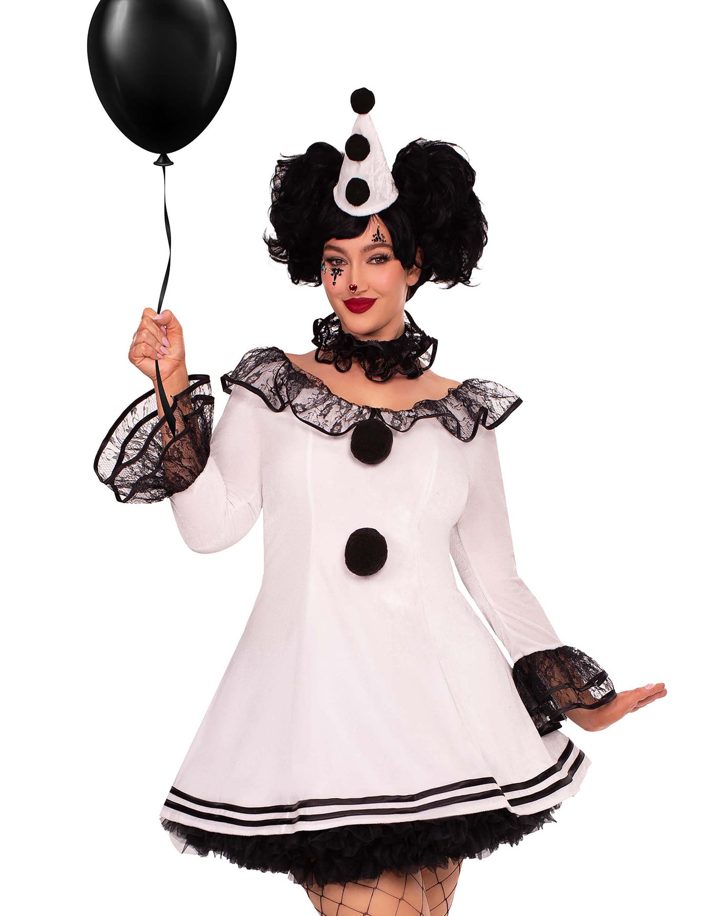 Sexy bílý kostým Pierrota pro ženy větších velikostí