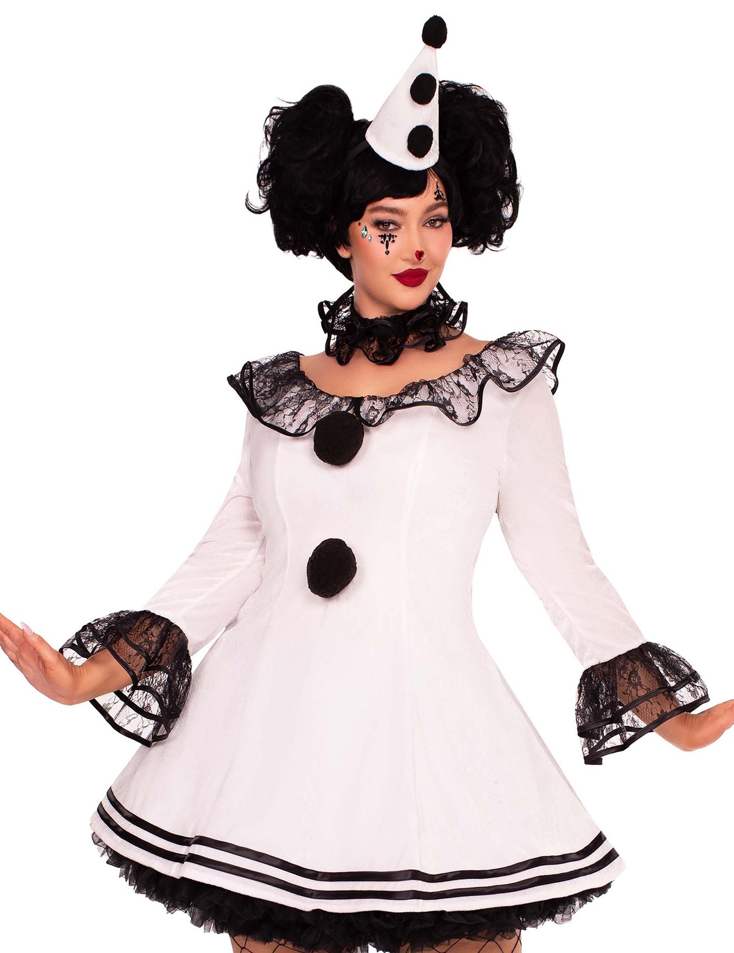 Sexy bílý kostým Pierrota pro ženy větších velikostí