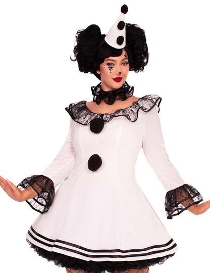 Sexy bílý kostým Pierrota pro ženy větších velikostí