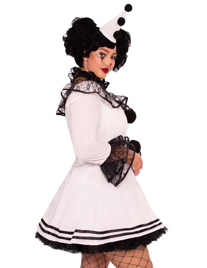 Sexy bílý kostým Pierrota pro ženy větších velikostí