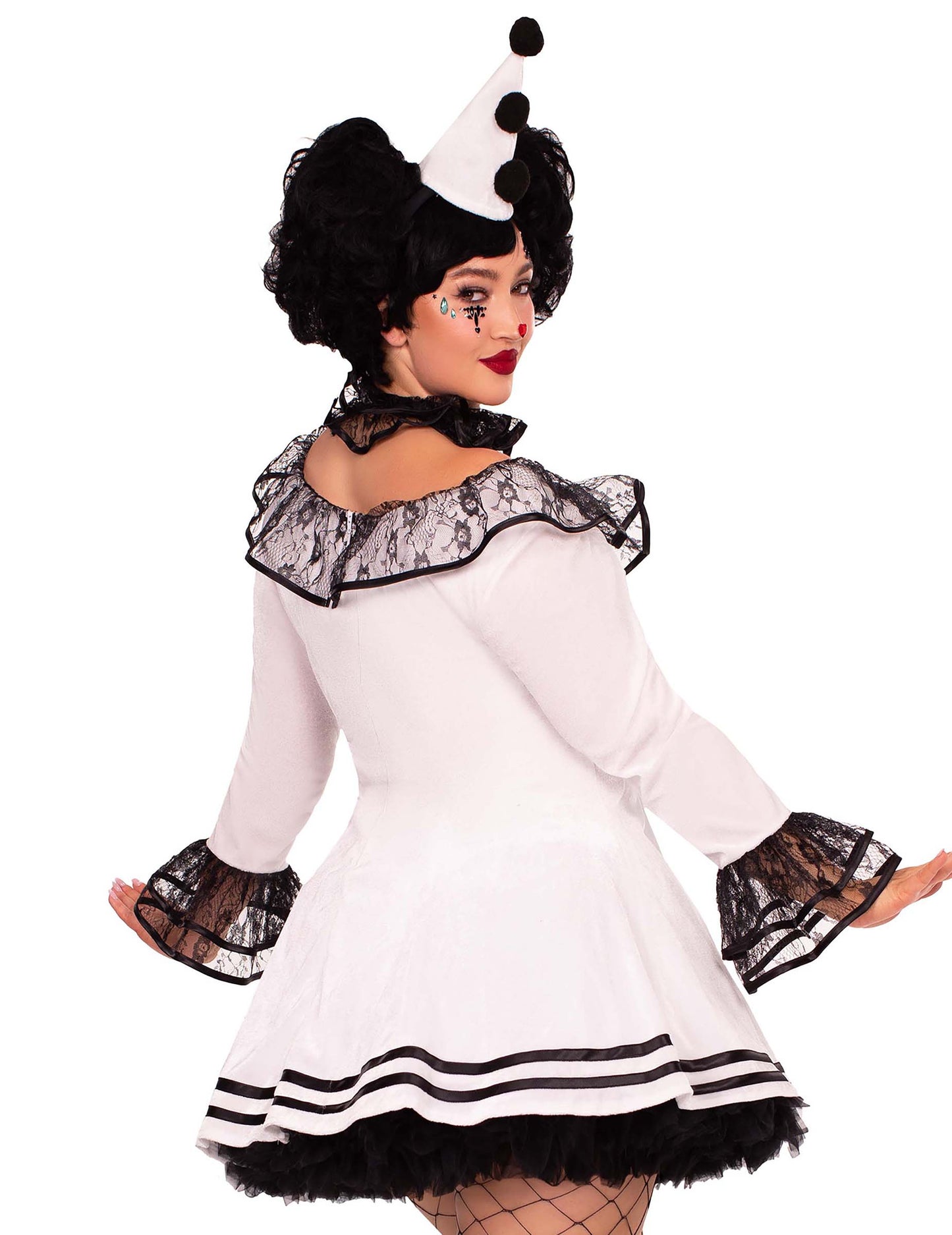 Sexy bílý kostým Pierrota pro ženy větších velikostí