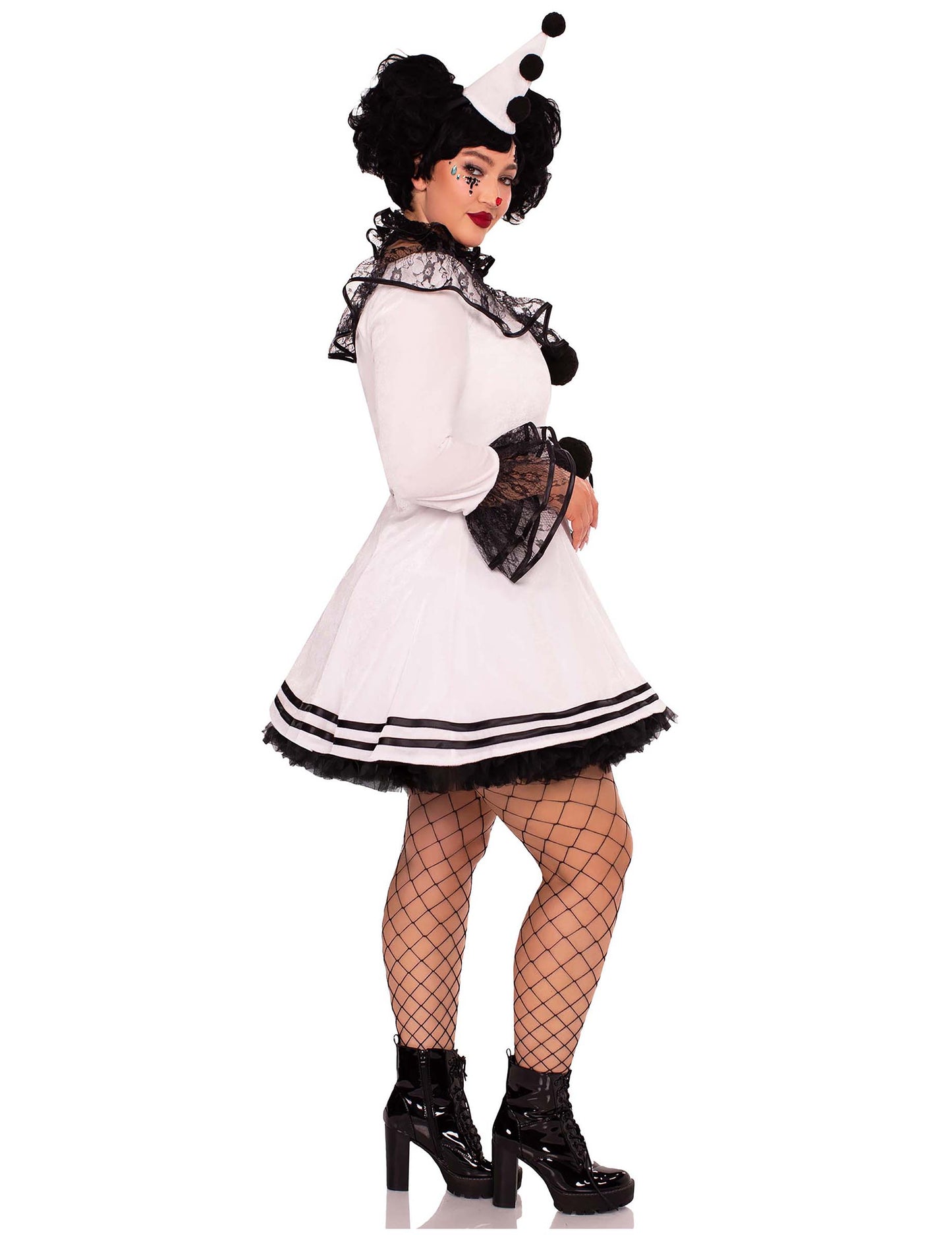 Sexy bílý kostým Pierrota pro ženy větších velikostí