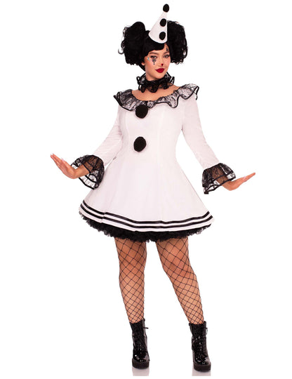 Sexy bílý kostým Pierrota pro ženy větších velikostí