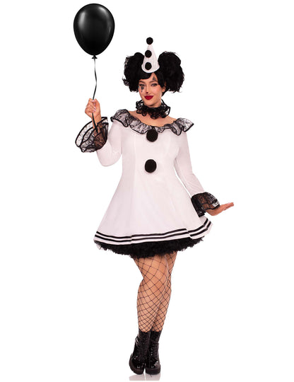Sexy bílý kostým Pierrota pro ženy větších velikostí