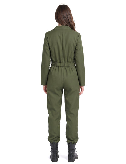 Sexy Kampfpilotin Overall für Damen Karneval khaki