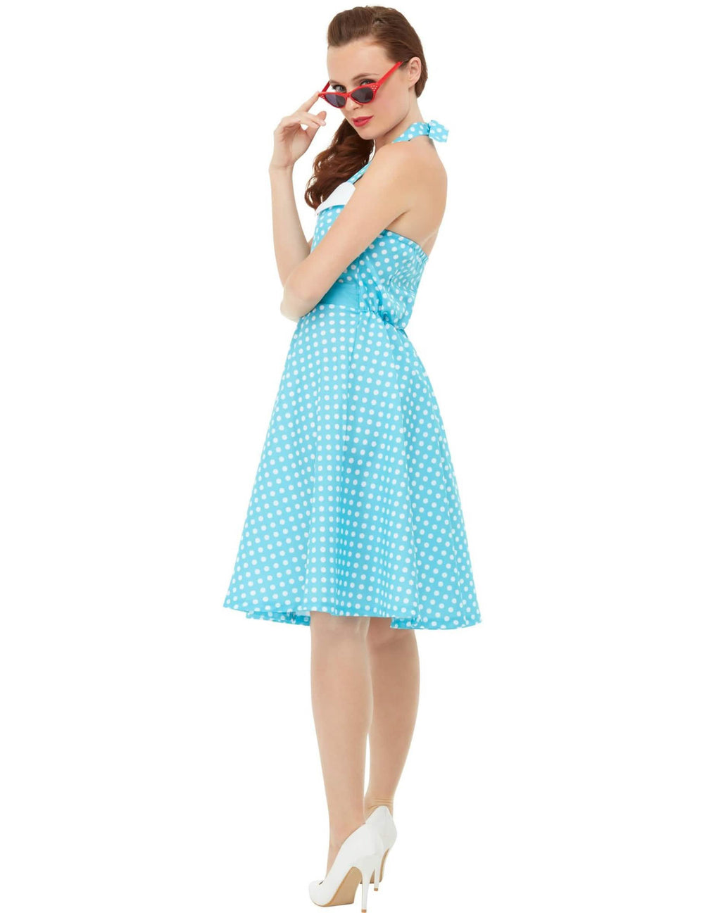 Pohled z profilu na retro pin-up kostým pro ženu