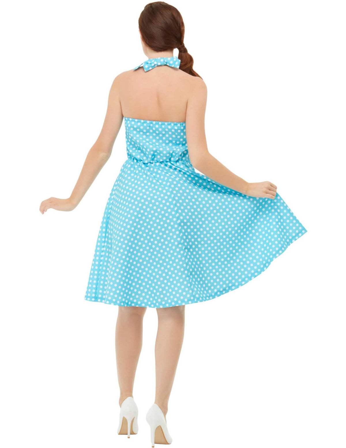 Pohled zezadu na retro pin-up kostým pro ženu