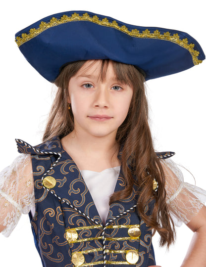 Tmavě modrý pirátský kostým pro dívky