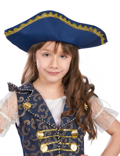 Tmavě modrý pirátský kostým pro dívky