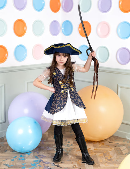 Tmavě modrý pirátský kostým pro dívky